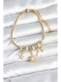 Pirinç Gold Renk Ay ve Güneş Charmlı Kadın Bileklik
