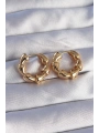 Pirinç Gold Renk Damla Kıvrım Tasarımlı Halka Küpe