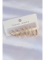Pirinç Gold Renk İnce Oval Küpe Seti
