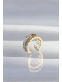 Pirinç Gold Renk İncili Baget Taşlı Earcuff Küpe