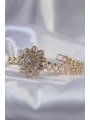 Pirinç Gold Renk İri Zirkon Taşlı Çiçek Figürlü Bileklik