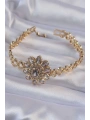 Pirinç Gold Renk İri Zirkon Taşlı Çiçek Figürlü Bileklik