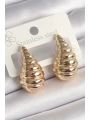 Pirinç Gold Renk İşlemeli Damla Model Kadın Küpe