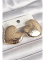 Pirinç Gold Renk İşlemeli Kalp Model Kadın Küpe