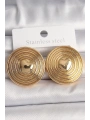 Pirinç Gold Renk Kalp İşlemeli Daire Plaka Model Kadın Küpe