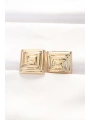 Pirinç Gold Renk Kare Form Küpe
