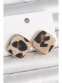 Pirinç Gold Renk Kare Leopar Model Kadın Küpe