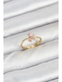 Pirinç Gold Renk Pembe Kelebek Kadın Yüzük