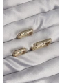 Pirinç Gold Renk Renkli Zirkon Taşlı Kare Model Küpe Seti