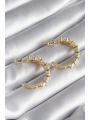 Pirinç Gold Renk Zirkon Taşlı Halka Model Kadın Küpe