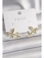 Pirinç Gold Renk Zirkon Taşlı Kelebek Model Kadın Küpe