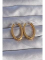 Pirinç Gold Renk Zirkon Taşlı Oval Model Küpe