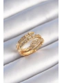 Pirinç Gold Renk Zirkon Taşlı Yılan Model Kadın Yüzük