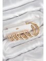 Pirinç Halka Model Gold Renk Kadın Set Küpe