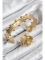 Pirinç Topcuk Model Gold Renk Bileklik Yüzük Set