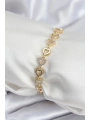 Pirinç VIP Seri Gold Renk Sıralı Kalp Model Kadın Bileklik