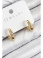 Pirinç Zirkon Taş Desenli Model Gold Renk Kadın Küpe