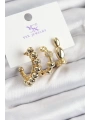 Pirinç Zİrkon Taşlı Halka Model Gold Renk 3lü Kadın Küpe