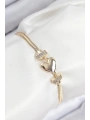 Pirinç Zirkon Taşlı Kalp Model Gold Renk Kadın Bileklik