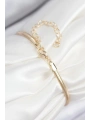 Pirinç Zirkon Taşlı Kalp Model Gold Renk Kadın Bileklik