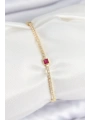 Pirinç Zirkon Taşlı Kare Model Gold Renk Kadın Bilekilk