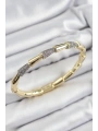 Pirinç Zirkon Taşlı Kemik Model Gold Renk Vip Kadın Bileklik