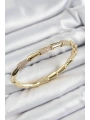 Pirinç Zirkon Taşlı Kemik Model Gold Renk Vip Kadın Bileklik