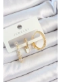 Pirinç Zirkon Taşlı Sallantılı Model Gold Renk 3lü Çift Kadın Küpe Set