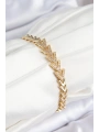 Pirinç Zirkon Taşlı Sıralı Ok Model Gold Renk Kadın Bileklik