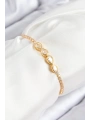 Pirinç Zirkon Taşlı Sonsuzluk Model Gold Renk Asansörlü Kadın Bileklik