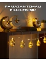 Ramazan Dekoru İçin Pilli LED Işık Altın Fener Tasarımlı