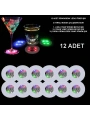 Renkli LED Işıklı Bardak Altlığı - Dekoratif (12 Adet, Pilli) (5047)