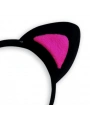 Sevimli Kedi Kulak Pofuduk Kedi Taç Siyah İçi Şeker Pembe Renk 17x15 cm (5047)