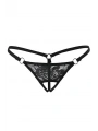 Siyah Dantelli Özel Bölgesi Açık G-string Tm1167