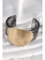 Siyah Mermer Desen Akrilik Plastik Gold Daire Plaka Model Vintage Kadın Bilezik