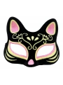 Siyah Renk Süet Kaplama Üzeri Pembe Sarı Simli Kedi Maskesi 17x14 cm (5047)