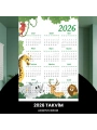 Takvim 2026 Premium A3 300 Gr Dijital Baskı Animal