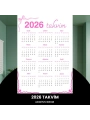 Takvim 2026 Premium A3 300 Gr Dijital Baskı Pembe