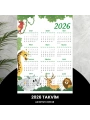 Takvim 2026 Premium A4 300 Gr Dijital Baskı Animal