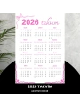 Takvim 2026 Premium A4 300 Gr Dijital Baskı Pembe