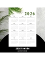 Takvim 2026 Premium A4 300 Gr Dijital Baskı Yeşil Dal