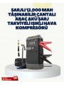 Taşınabilir Akü Takviye Cihazı Işıklı Hava Kompresörü Powerbank