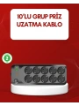 USB Type-C Destekli 10’lu Grup Priz Termal Korumalı 2m Kablo 2500W