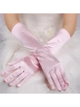 Uzun Boy Ekstra Parlak Saten Eldiven Pembe Renk (5047)