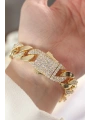 Vip Seri Pirinç Zirkon Taşlı Gold Renk Gurmet Bileklik