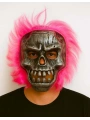 Wild Skull - Gümüş Kafatası Pembe Saçlı İskelet Maske (5047)