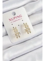 Xuping Zirkon Taşlı Sıralı Damla Model Gold Renk Kadın Küpe