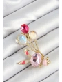 Zirkon Taşlı  Balonlu Pembe Tavşan Figürlü Gold Renk Kadın Broş