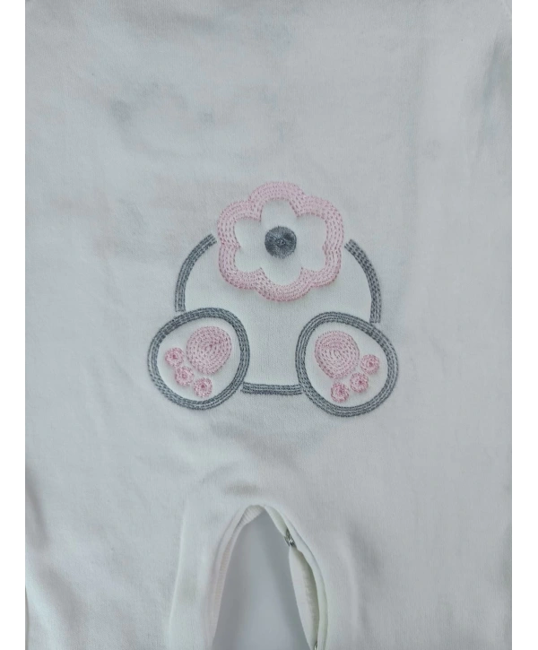 0-3 3-6 Ay Minik Tavşan Nakışlı Boydan Çıtçıt Kapamalı Kız Erkek Bebek Tulumu