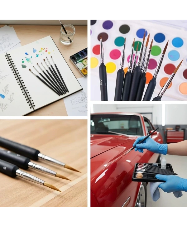 10 Adet Hobi ve Araba Rötüş Fırça Seti – İnce Detay Boyama, Model Yapımı ve Araç Çizik Giderme İçin Çok Amaçlı Fırça Takımı (5047)